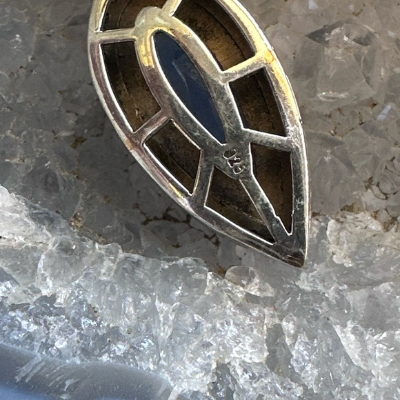 Turkish Two Tone Sterling Sapphire CZ Pendant - Picture 5 of 9